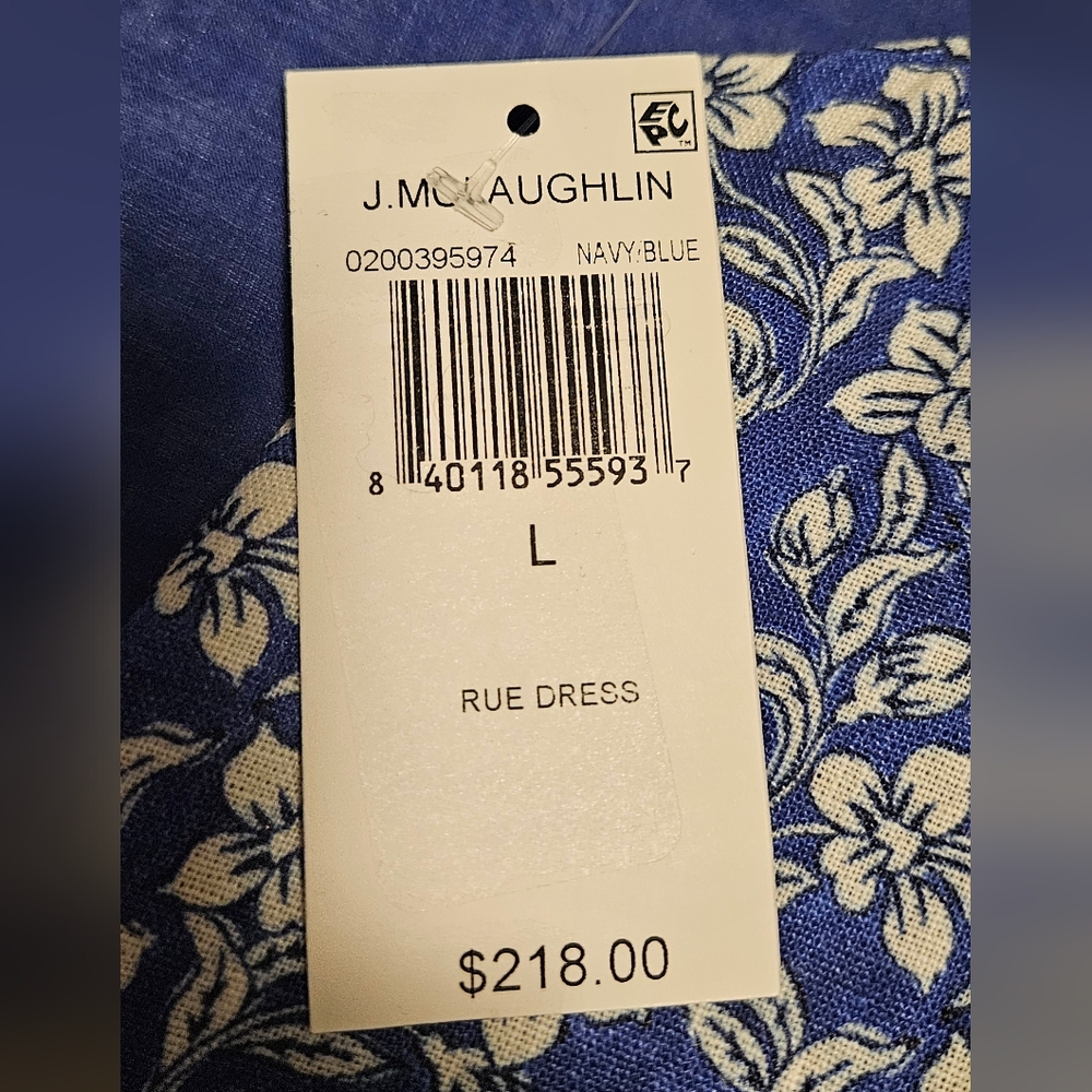 NWT J. McLaughlin Linen Rue Dress: Sleeveless: Color- Navy Blue: Size- Large - Picture 9 of 12